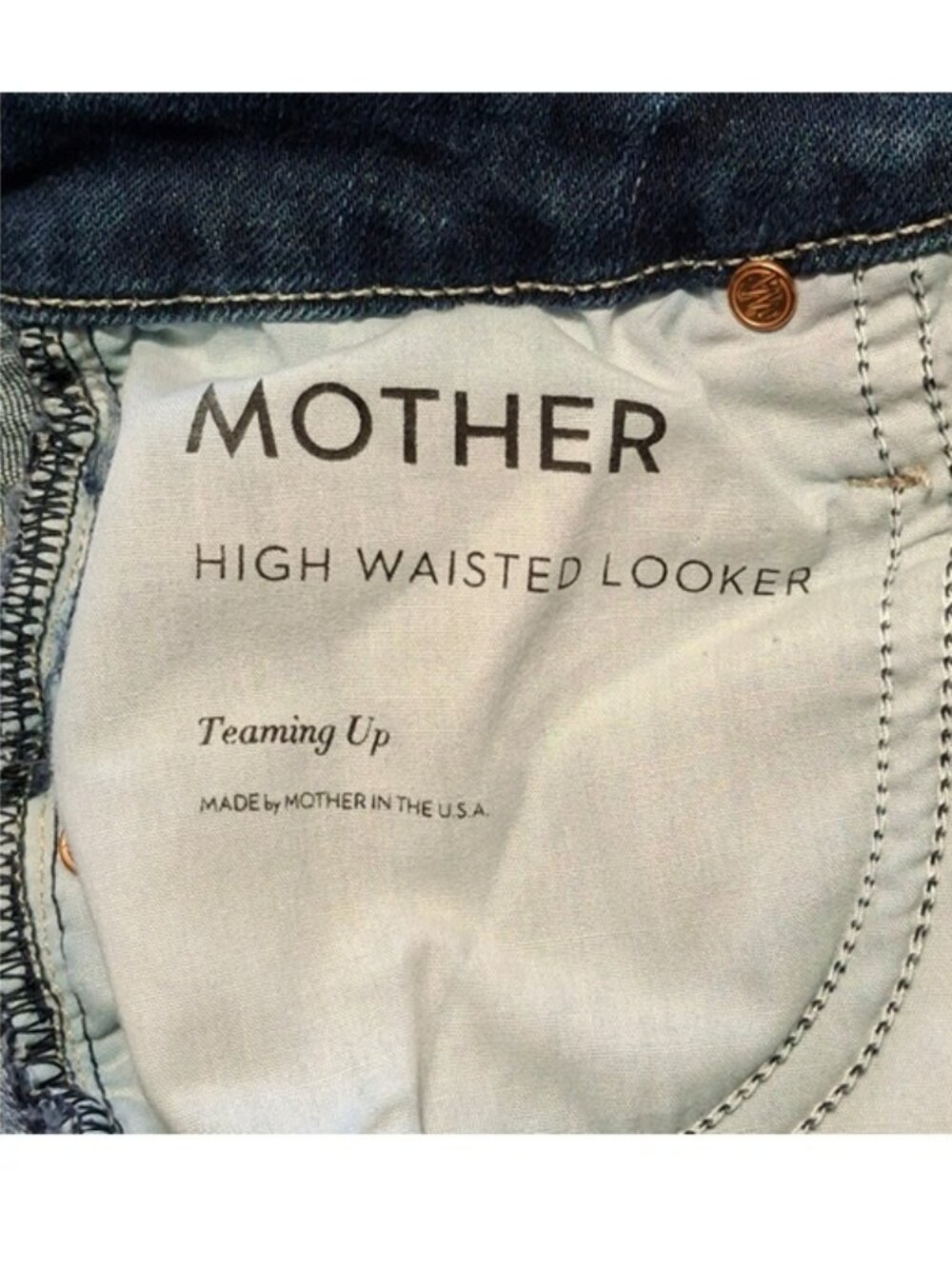 MOTHER High Waisted Looker Jeans 24 Medium Wash Blue USA - Picture 6 of 15